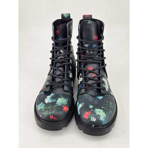 Whimsygoth Combat Volcom Go Figure Floral Lace Up Faux Leather Boots Shoes Sz 7 - Picture 3 of 14
